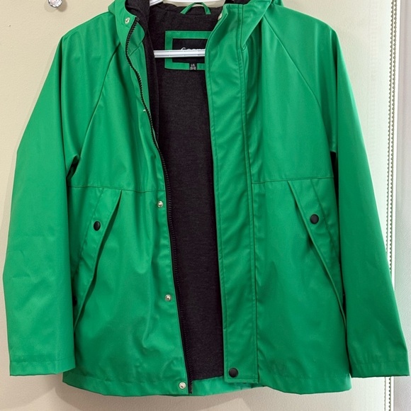 Vibrant Green Rain Jacket with Hood - Picture 2 of 4